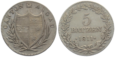 Preview: Aargau 5 Batzen 1811 Preview: Aargau 5 Batzen 1811